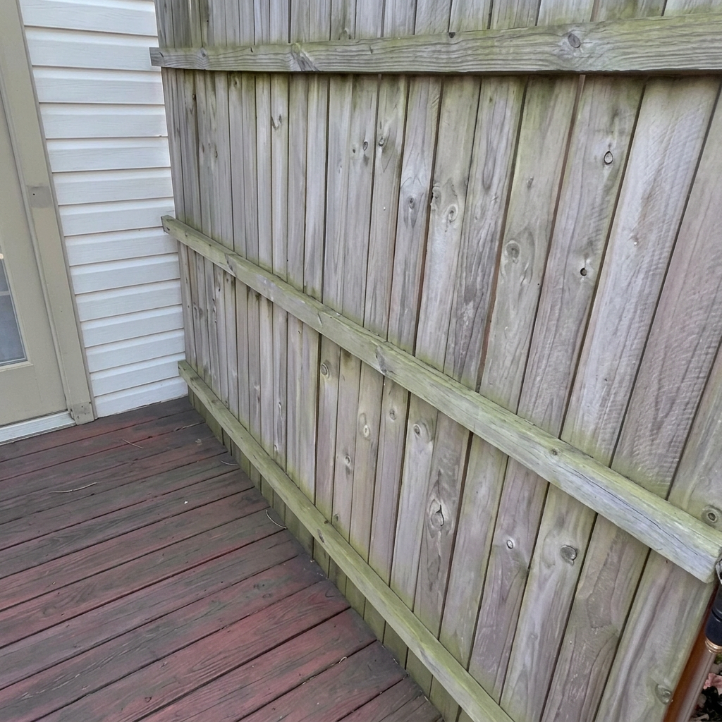 Deck and privacy fence restoration before 1