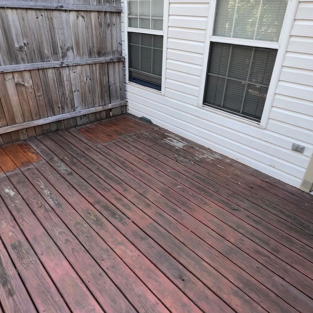 Deck and privacy fence restoration before 2